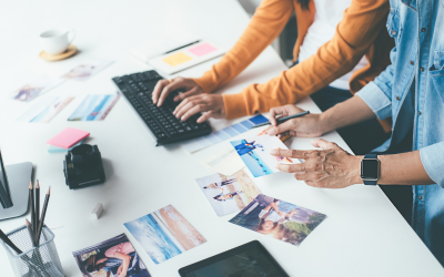 Branding team developing logos, color schemes, and brand identity systems