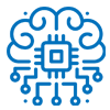 Machine learning icon with neural network and AI elements
