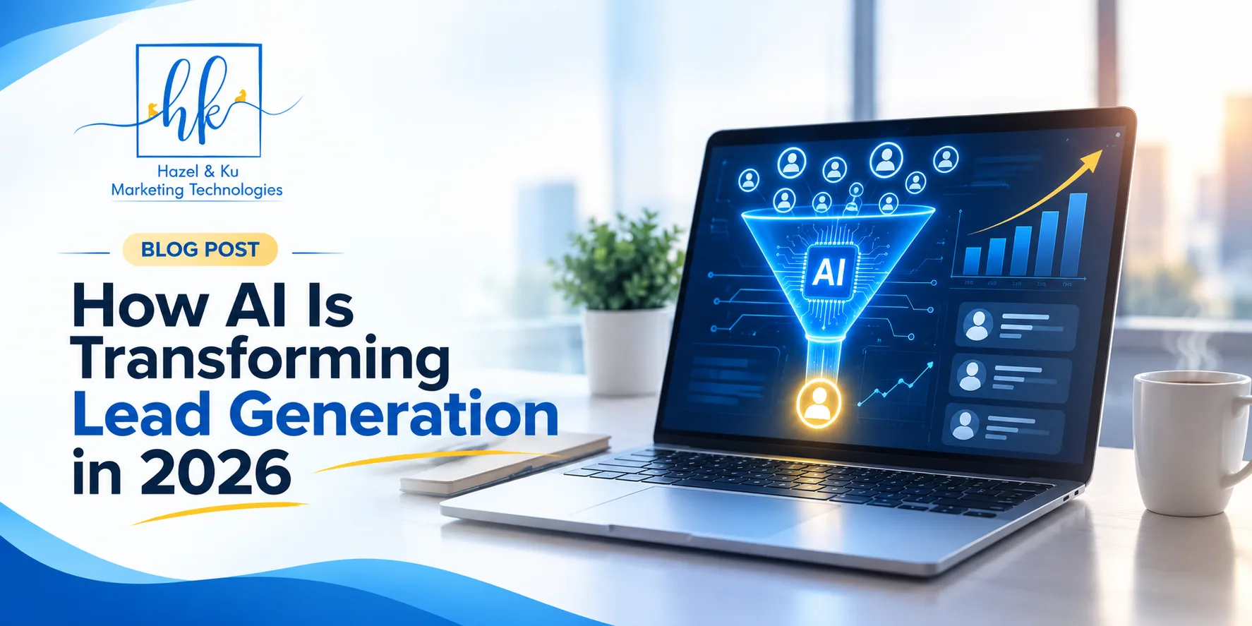AI-powered lead generation system showing prospecting, lead scoring, personalization, automation, and sales analytics