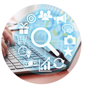 Digital marketing category icon with campaign strategy elements